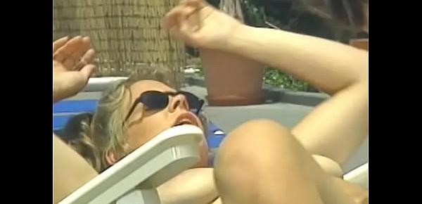  Blonde sweetie poolside gets her cunt licked and fucked by a stud